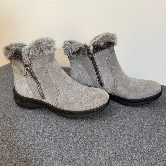 Beartraps Dark Grey Sued Leather Faux Fur Lined Booties Size 6 M - Picture 2 of 10